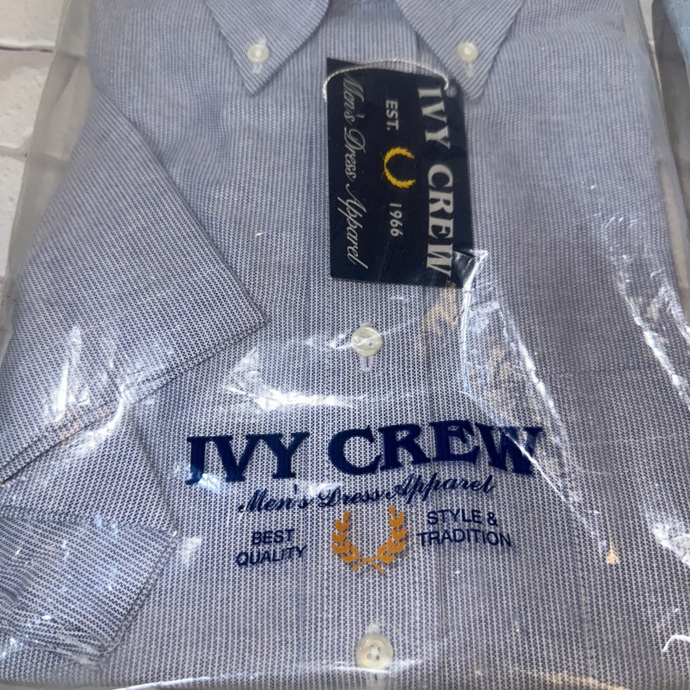Lot of 2 Vintage Mens Dress Shirts Ivy Crew Short Sleeve Enro Long Sleeve NIP 16 - Picture 2 of 7